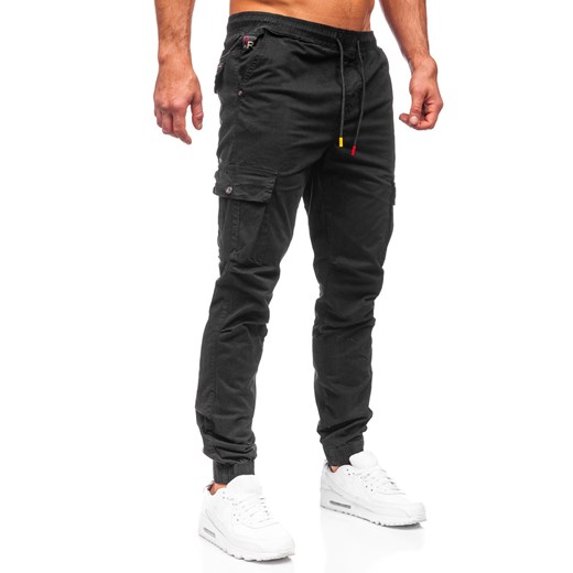 Czarne spodnie joggery bojówki męskie Denley R8702 33/L okazja Denley