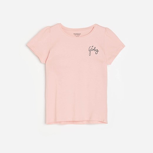 Reserved - Bawełniany t-shirt z napisem - Różowy Reserved 116 Reserved