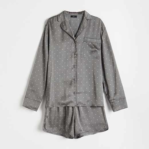 Reserved - Satynowa piżama w kropki - Szary Reserved XL Reserved