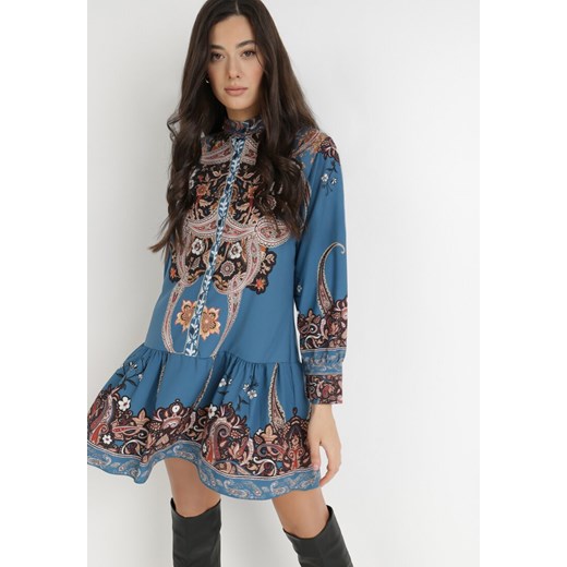 Niebieska Sukienka Menyris ze sklepu Born2be Odzież w kategorii Sukienki - zdjęcie 124932287