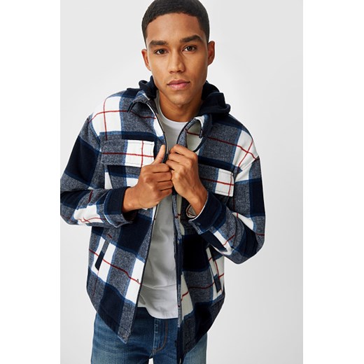 C&A Flanelowa kurtka koszulowa z kapturem-2 w 1-z recyklingu, Niebieski, Clockhouse M C&A