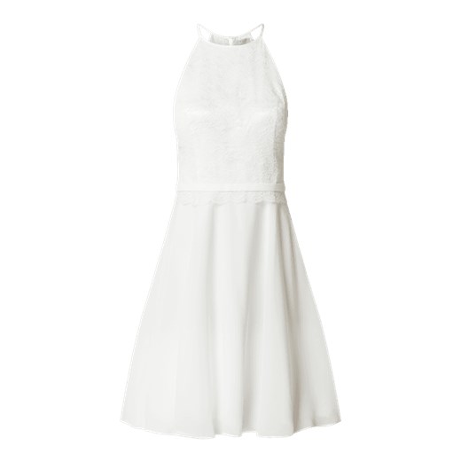 Sukienka V.m. biała z satyny bez rękawów na sylwestra rozkloszowana mini elegancka 