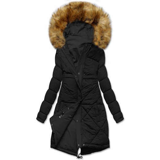 Czarna zimowa dwustronna pikowana kurtka płaszczyk parka M136 Dramond S dramond.pl okazja