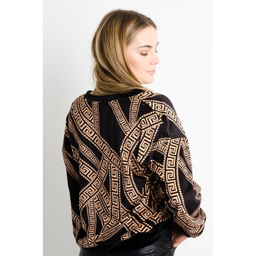 CZARNA WELUROWA BLUZA ZE WZOREM Olika uniwersalny olika.com.pl