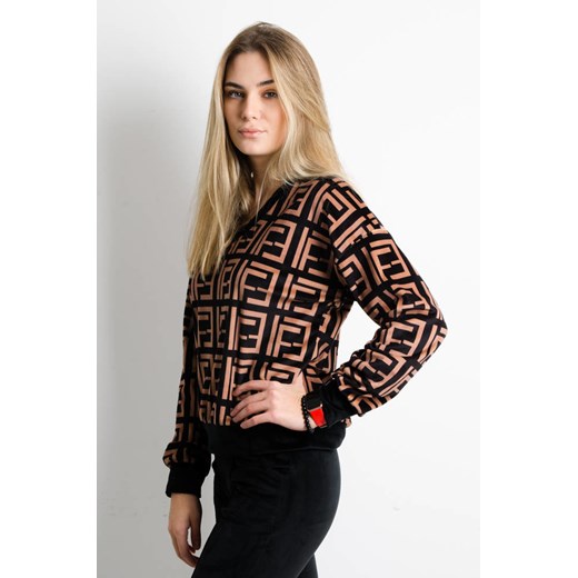 CZARNA WZORZYSTA BLUZA WELUROWA Olika uniwersalny olika.com.pl