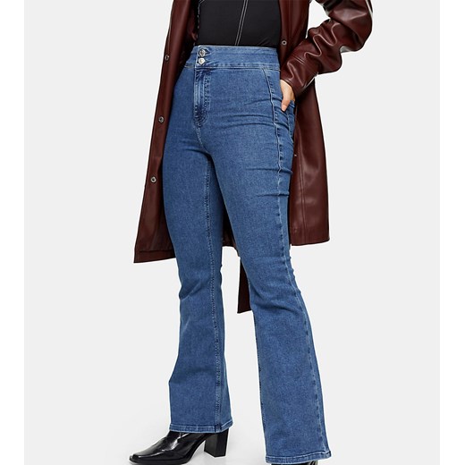 Topshop Petite – Joni – Niebieskie jeansy dzwony Topshop Petite W86 L71cm Asos Poland