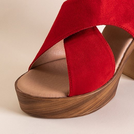 Czerwone damskie sandały na wysokim słupku Inga - Obuwie Royalfashion.pl 38 royalfashion.pl