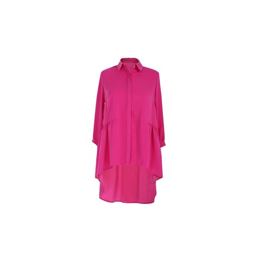 Różowa długa koszula damska plus size ANNABEL - rękaw 3/4, Rozmiar - 42 46 Sklep XL-KA