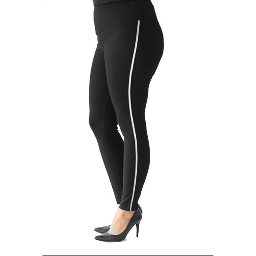POLSKIE czarne legginsy plus size ze srebrnym lampasem - MAISIE, Rozmiar - Xl 5xl (54) Sklep XL-KA
