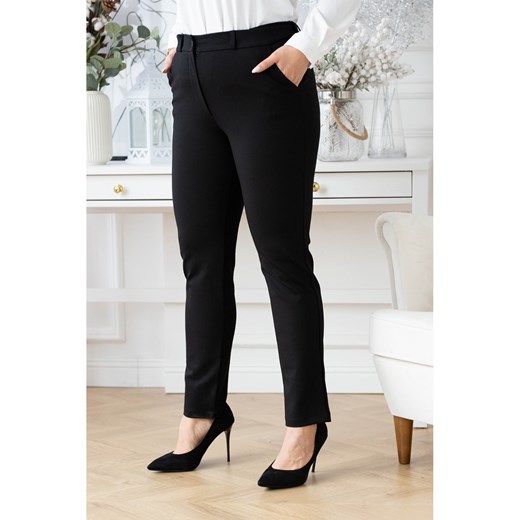 Czarne eleganckie spodnie z gumką wszytą z boku pasa - Gabriella, Rozmiar - 44 48 Sklep XL-KA