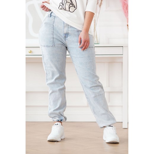 Jasne jeansy ze ściągaczami u dołu - RAFFI, Rozmiar - L (42/44) L (42/44) Sklep XL-KA