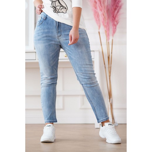 Jasne jeansy z szyciami na kolanach - NATALY, Rozmiar - S (40) S (40) Sklep XL-KA