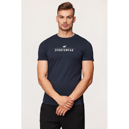 Granatowy T-shirt 4F Sportswear ciemny-niebieski L promocyjna cena Astratex