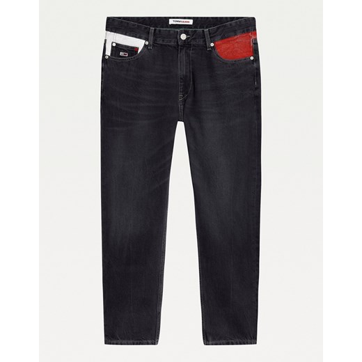 Tommy Jeans – Czarne zwężane jeansy typu dad o regularnym kroju z ozdobnymi Tommy Jeans W91 L81cm Asos Poland