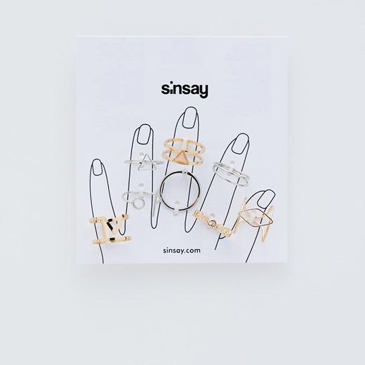 Sinsay - Zestaw pierścionków - Wielobarwny Sinsay Jeden rozmiar okazja Sinsay