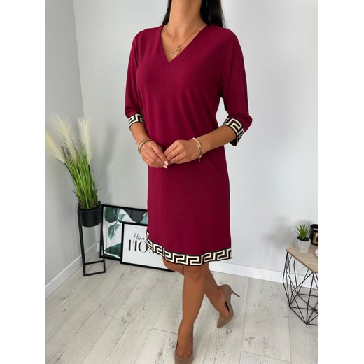 Bordowa Sukienka z Ozdobnymi Wstawkami 6579-78-A Modnakiecka.pl 46 ModnaKiecka.pl