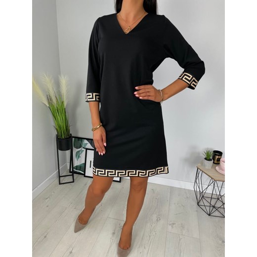 Czarna Sukienka z Ozdobnymi Wstawkami 6579-78-B Modnakiecka.pl 42 ModnaKiecka.pl