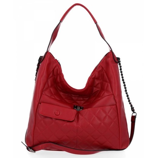 Shopper bag Briciole czerwona mieszcząca a7 pikowana glamour 
