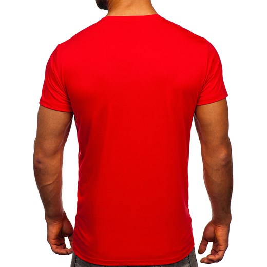 Czerwony T-shirt męski ze świątecznym nadrukiem Denley Y70069 XL Denley okazyjna cena
