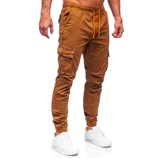 Brązowe spodnie joggery bojówki męskie Denley R8702 35/XL okazja Denley