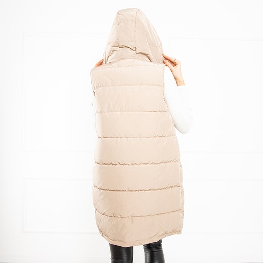 Beżowa długa pikowana kamizelka - Odzież Royalfashion.pl S - 36 royalfashion.pl
