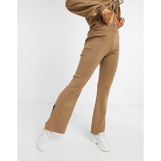 ASOS DESIGN – Brązowe wygodne spodnie z dzianiny z szerokimi nogawkami (część 38 Asos Poland