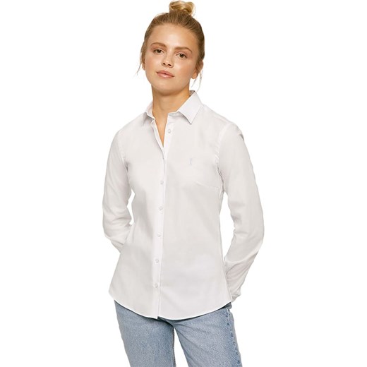 Koszula damska Polo Club z długim rękawem biała na wiosnę 