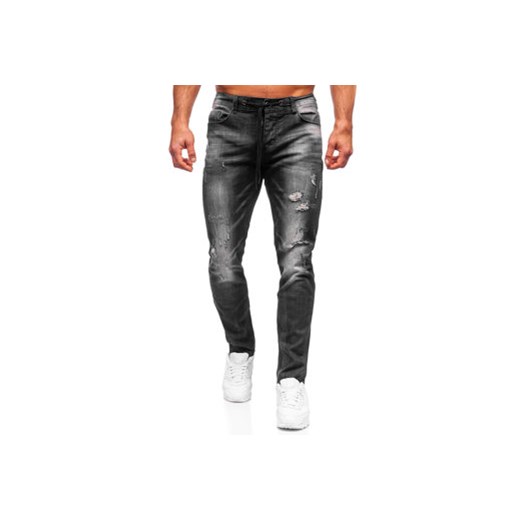 Czarne spodnie jeansowe męskie regular fit Denley MP005N XL Denley okazyjna cena