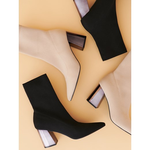 Mohito - Botki z ozdobnym obcasem - Beżowy Mohito 38 Mohito