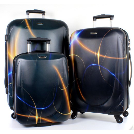 Komplet walizek na kółkach 01R Dielle - czarny lux4u-pl czarny abstrakcyjne wzory