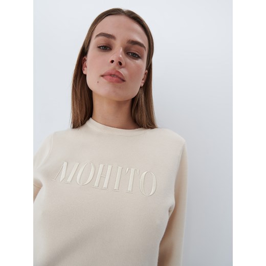 Mohito - Sweter z haftem - Kremowy Mohito S Mohito