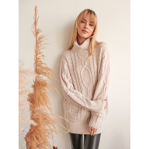 Mohito - Sweter z ozdobnym splotem - Kremowy Mohito L Mohito