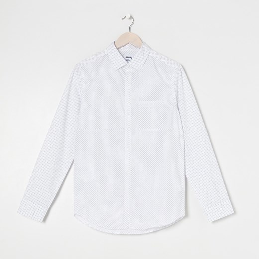 Koszula męska Sinsay wiosenna biała casual w abstrakcyjne wzory 