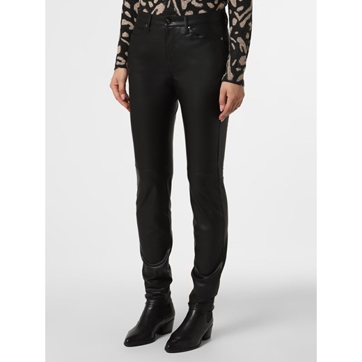 MAC Spodnie Kobiety Sztuczna skóra czarny jednolity ze sklepu vangraaf w kategorii Spodnie damskie - zdjęcie 125539435