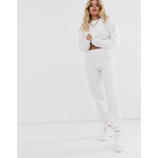 Missguided – Białe joggersy z prążkowanego materiału, część zestawu-Biały Missguided 42 Asos Poland