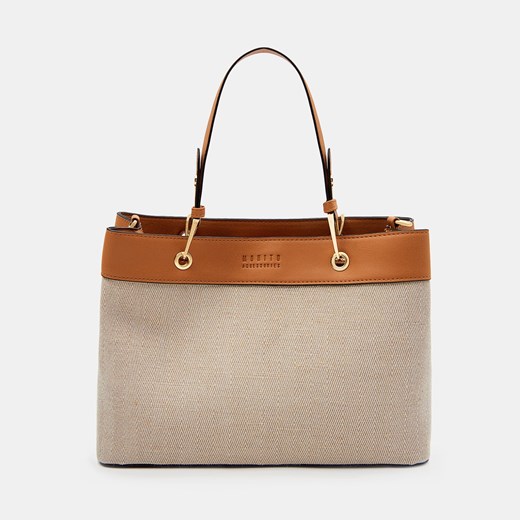 Mohito - Torebka city bag z lnem - Kremowy Mohito ONE SIZE okazja Mohito