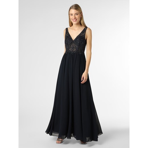 Sukienka Laona elegancka czarna wieczorowa z dekoltem w serek maxi na ramiączkach 