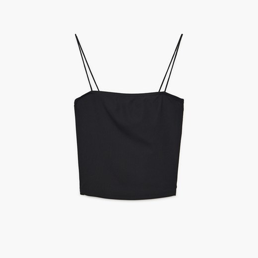 Cropp - Gładki crop top - Czarny Cropp L okazja Cropp