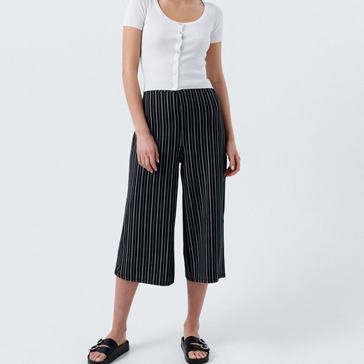 Cropp - Wzorzyste spodnie culotte - Szary Cropp L Cropp okazja