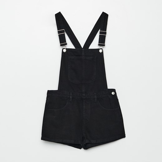 Cropp - Jeansowe ogrodniczki - Czarny Cropp 32 Cropp wyprzedaż