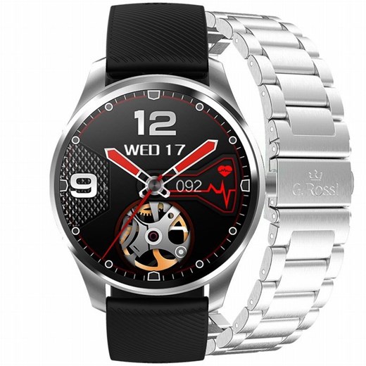 SMARTWATCH G. Rossi SW012-2 silver/black + dodatkowa BRANSOLETA (zg315b) G. Rossi TAYMA