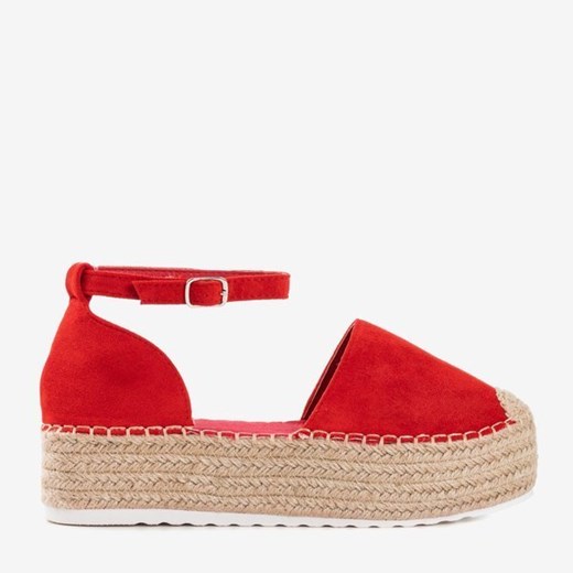 Czerwone espadryle damskie na platformie Savanto - Obuwie Royalfashion.pl 41 royalfashion.pl