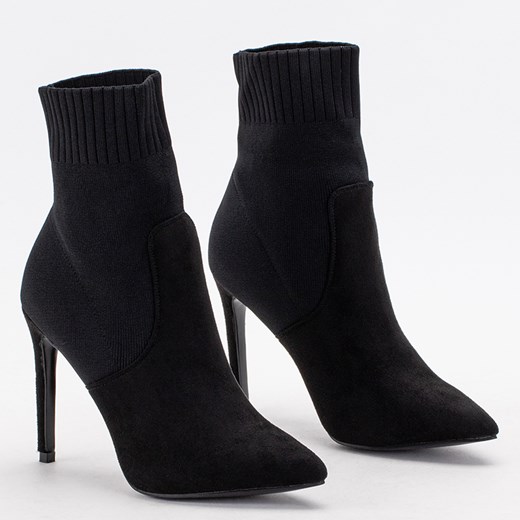 Czarne botki na szpilce a'la skarpetka Liyah - Obuwie Royalfashion.pl 37 royalfashion.pl