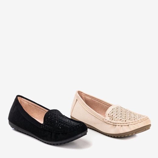 Czarne mokasyny damskie z cyrkoniami Cyliua - Obuwie Royalfashion.pl 37 royalfashion.pl