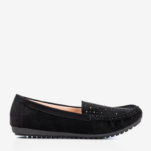 Czarne mokasyny damskie z cyrkoniami Cyliua - Obuwie Royalfashion.pl 39 royalfashion.pl