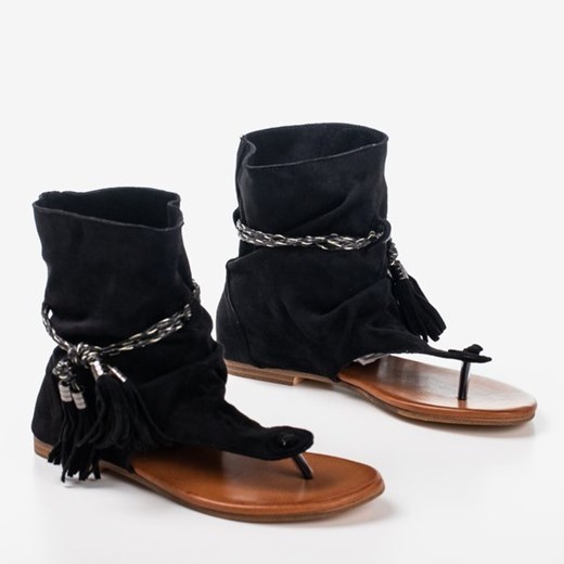 Czarne sandały japonki z cholewką Semara - Obuwie Royalfashion.pl 37 royalfashion.pl