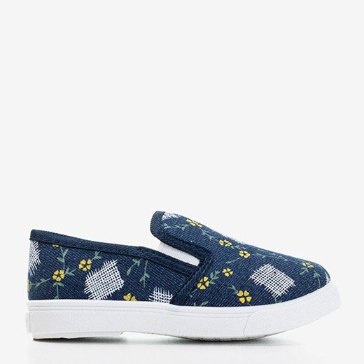 Granatowe dziecięce tenisówki slip - on Inga - Obuwie Royalfashion.pl r.19 royalfashion.pl