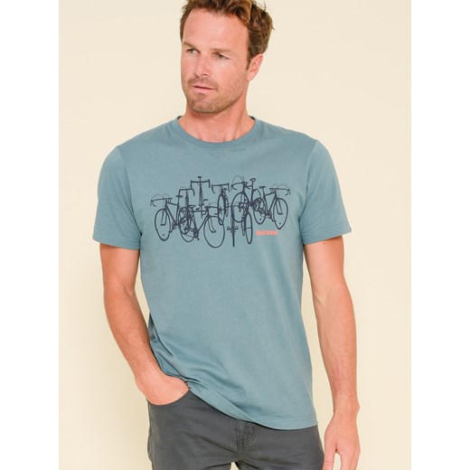 T-shirt męski Brakeburn niebieski z krótkim rękawem 