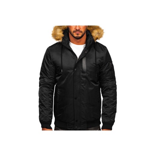 Czarna kurtka męska zimowa Denley 2129 M promocyjna cena Denley
