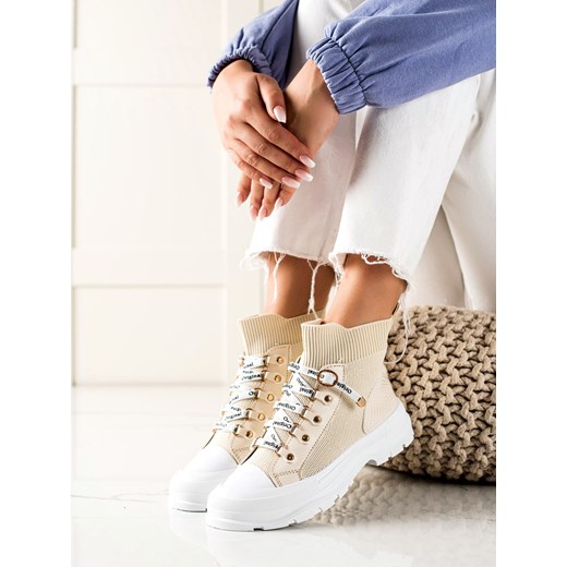 Buty sportowe damskie białe CzasNaButy sneakersy sznurowane 